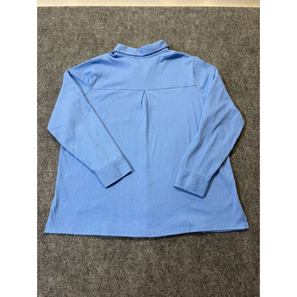 Belle by Kim Gravel 2 Piece Set Women L Blue Button Shirt Wide Leg Pants Travel - Picture 5 of 15